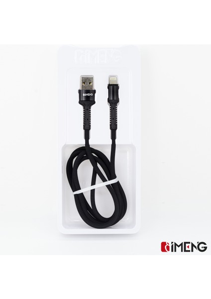 Imeng 3A Usba To Lightning Pro Braided Data ve Hızlı Şarj Kablosu Siyah