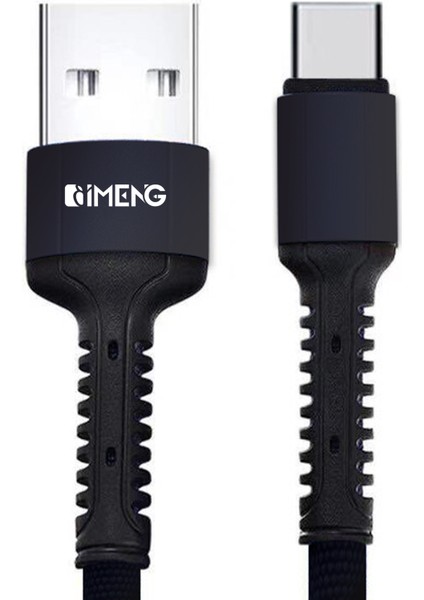 Imeng 3A Usba To Type-C Pro Braided Örgülü Data ve Hızlı Şarj Kablosu Siyah