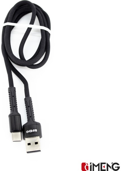 Imeng 3A Usba To Type-C Pro Braided Örgülü Data ve Hızlı Şarj Kablosu Siyah