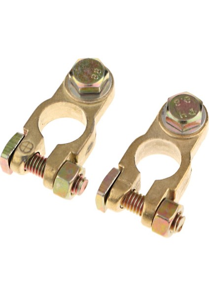 2pcs Altın Pozitif Negatif Düz Tip Pil Terminalleri Kelepçe Konektörleri