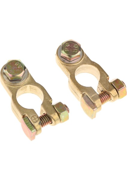 2pcs Altın Pozitif Negatif Düz Tip Pil Terminalleri Kelepçe Konektörleri fırsatları