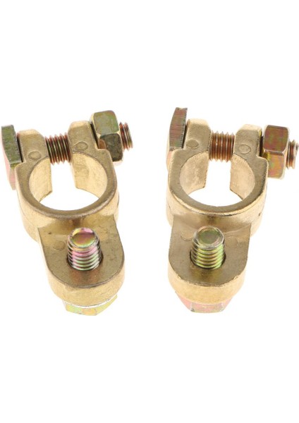 2pcs Altın Pozitif Negatif Düz Tip Pil Terminalleri Kelepçe Konektörleri indirimleri