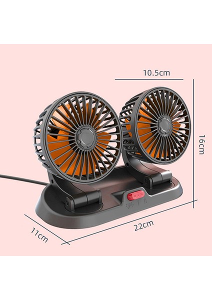 Çift Kafa Fan Sessiz Hava Sirkülatörü Beş Fan Bıçakları Araba Suv 24V 24V Için Uygun