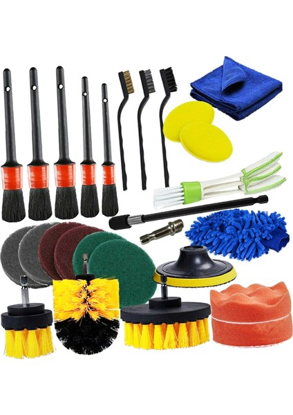 26 Adet Otomatik Detaylandırma Fırçaları Kiti Için Lastik Jant Için Uygun