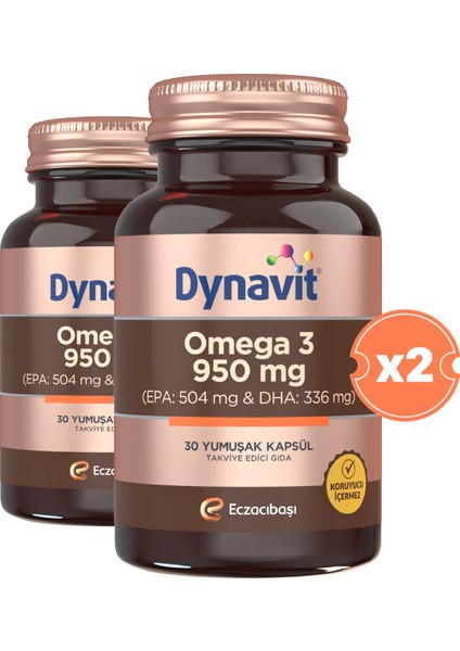 Eczacıbaşı Dynavit Omega 3 950 Mg Balık Yağı 30 Kapsül 2'li Paket