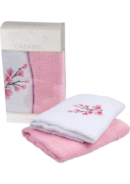 2'li Pamuk Mutfak Havlusu - 50X60 Pembe Bahar Dalı