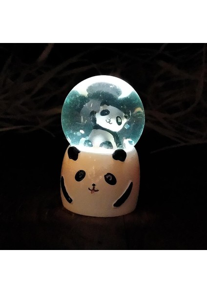 Tatlı Peluş Panda & Işıklı Mini Panda Kar Küresi Hediye Seti