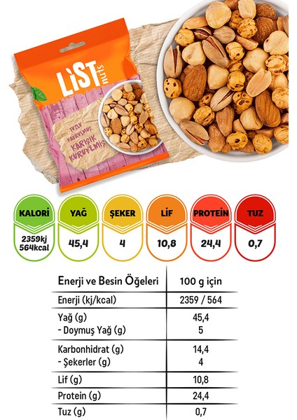 List Nuts Kavrulmuş Karışık Kuruyemiş 2 x 150 gr