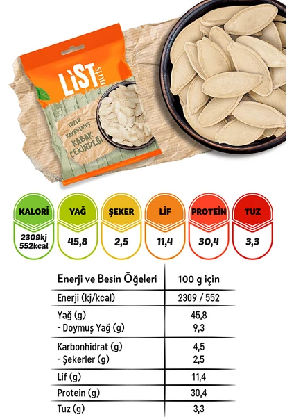 List Nuts Kavrulmuş Kabak Çekirdeği 3 x 90 gr