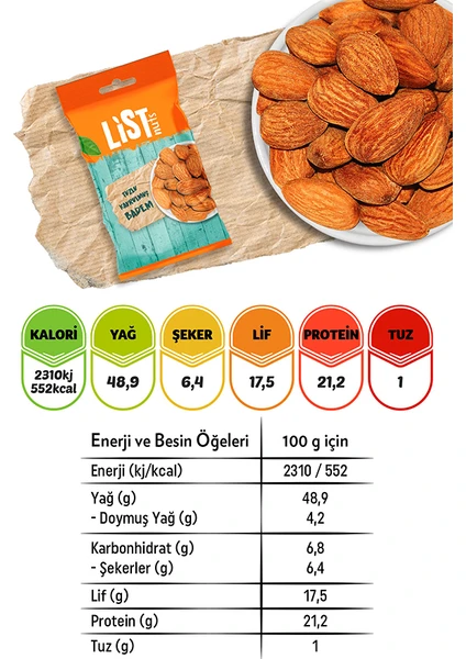 List Nuts Tuzlu Kavrulmuş Badem 5 x 40 gr