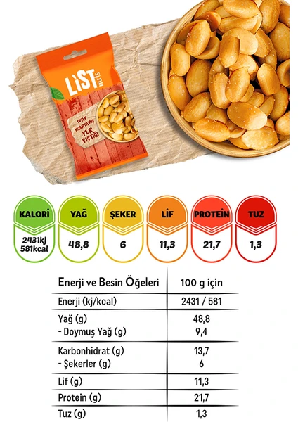 List Nuts Kızarmış Yer Fıstığı 5 x 40 gr