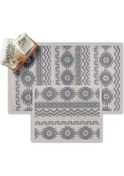 Finike Doğal Pamuklu 2'li Banyo Kilim Seti