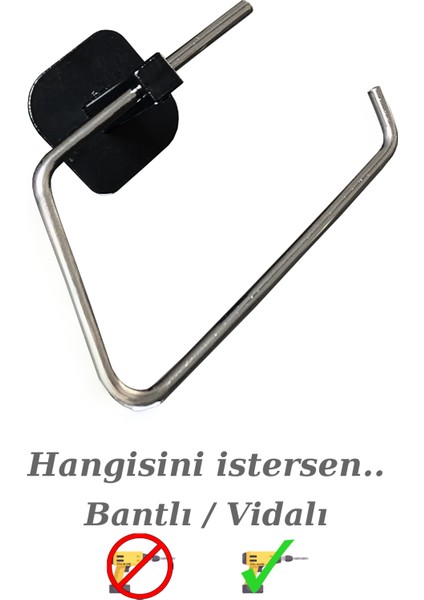 E1 Dolu Paslanmaz Çelik Tuvalet Kağıtlığı Tutucu Yapışkanlı - Banyo Akseusuarı ( Gold - Krom - Siyah )