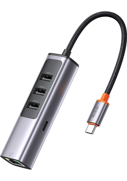 HU-1120 5in1 Multi Fonksiyonel 3xusb 3.0+Pd 100W+RJ45 Lan Gigabit Usb-C Hub Çoklayıcı Adaptör