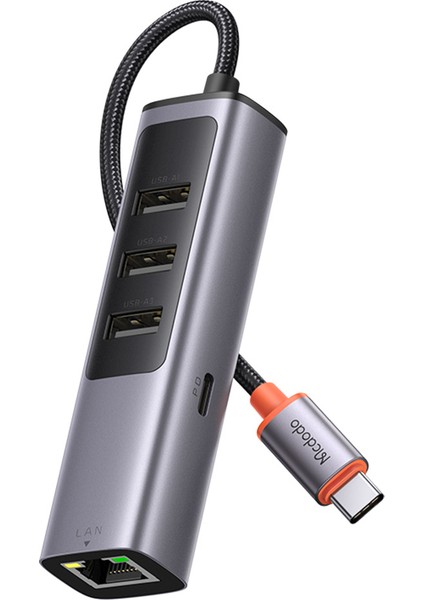 HU-1120 5in1 Multi Fonksiyonel 3xusb 3.0+Pd 100W+RJ45 Lan Gigabit Usb-C Hub Çoklayıcı Adaptör