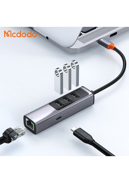 HU-1120 5in1 Multi Fonksiyonel 3xusb 3.0+Pd 100W+RJ45 Lan Gigabit Usb-C Hub Çoklayıcı Adaptör