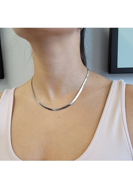 Italyan Yassı Gümüş Model Kararmaz Çelik Kadın Kolye fırsatları