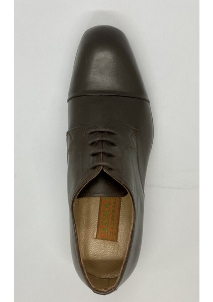 Erkek Kahve Deri Bağlı Gerçek Dikişli Kösele El Yapımı Ayakkabı fırsatları