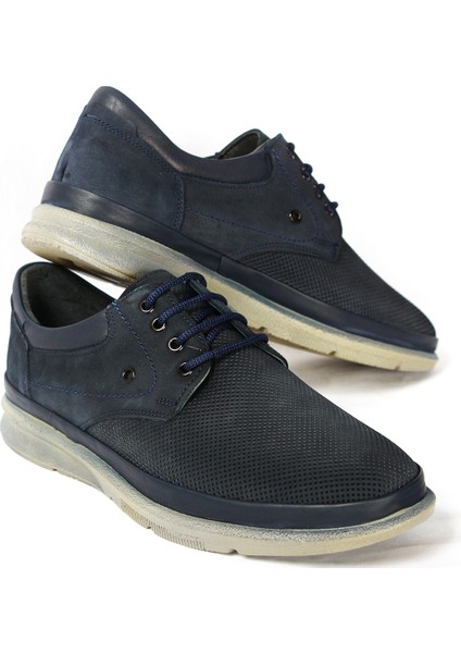 F46 Lacivert Deri Bağcıklı Erkek Ayakkabı