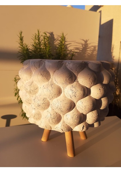 Damla Motifli Ayaklı Beton Saksı 20 x 20 x 21 cm indirimleri