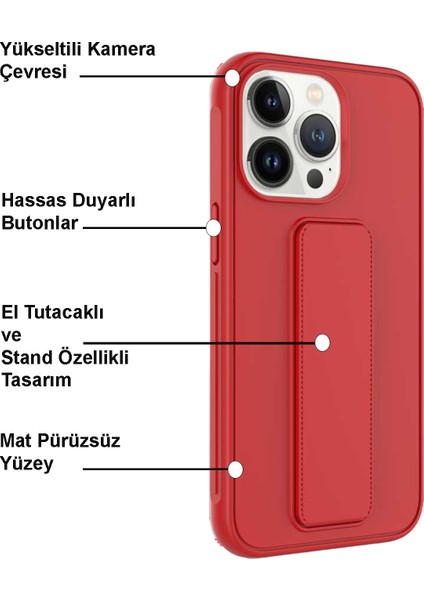 Apple iPhone 13 Pro Max Kapak Qstand Silikon Kılıf - Mürdüm