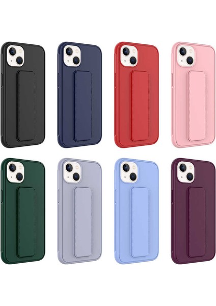 Apple iPhone 13 Kapak Qstand Silikon Kılıf - Lila