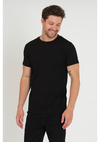 Erkek Basıc T-Shirt - Siyah