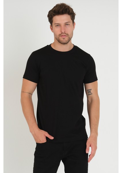 Erkek Basıc T-Shirt - Siyah