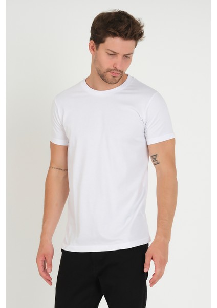 Erkek Basıc T-Shirt - Beyaz