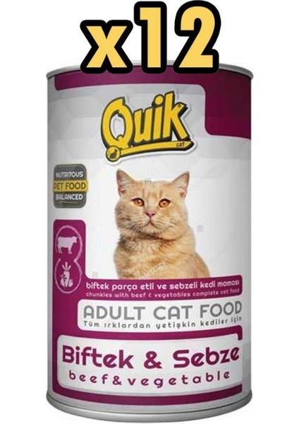 Biftekli ve Sebzeli Kedi Konservesi 415 gr x 12 Adet