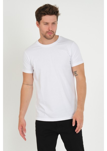 Erkek Basıc T-Shirt - Beyaz modelleri