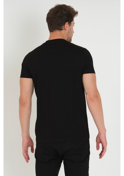 Erkek V Yaka T-Shirt - Siyah