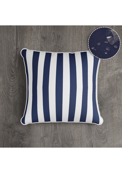 Kırlent Dijital Baskılı Vintage Keten Görünümlü Çizgili Dokuma Kırlent