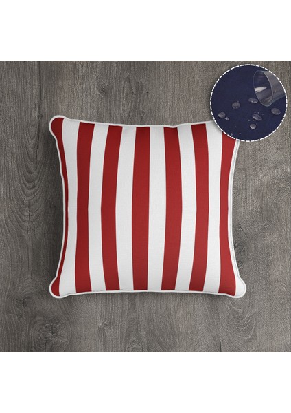 Kırlent Dijital Baskılı Vintage Keten Görünümlü Çizgili Dokuma Kırlent