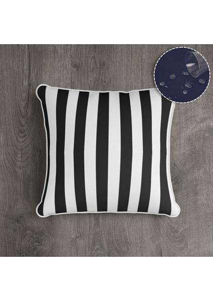 Kırlent Dijital Baskılı Vintage Keten Görünümlü Çizgili Dokuma Kırlent