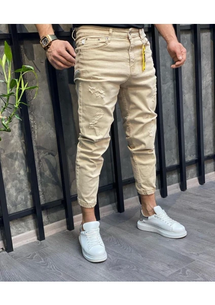 NorthFashion Erkek Paçası Lastikli Boyfriend Jogger Kot Pantolon