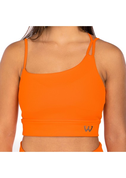 Kadın Ince Askılı Spor Sütyeni Atlet Esnek Crop Top - Brave Turuncu