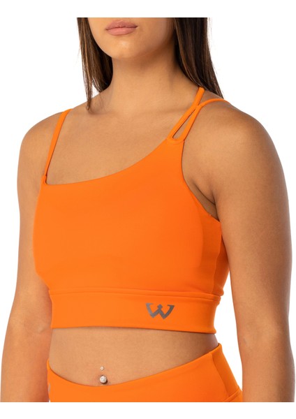 Kadın Ince Askılı Spor Sütyeni Atlet Esnek Crop Top - Brave Turuncu