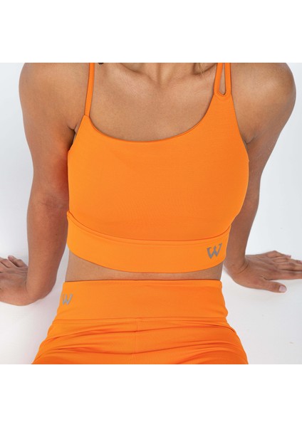 Kadın Ince Askılı Spor Sütyeni Atlet Esnek Crop Top - Brave Turuncu fırsatları