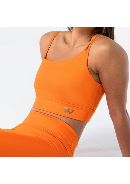 Kadın Ince Askılı Spor Sütyeni Atlet Esnek Crop Top - Brave Turuncu indirimleri