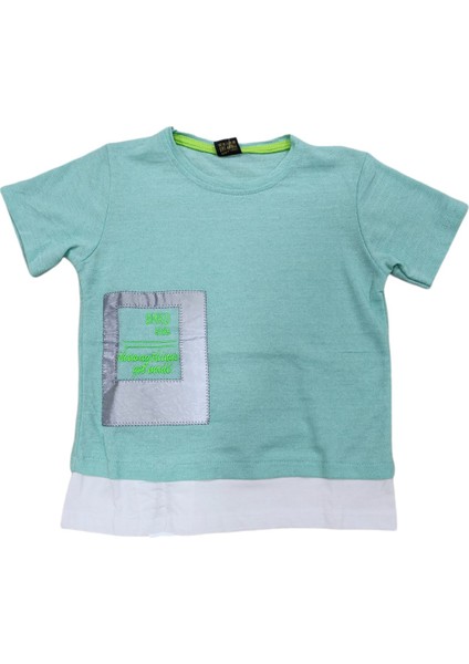 Erkek Çocuk Reflektörlü Yazı Desenli Tişört