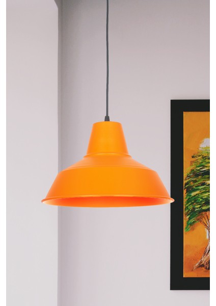 NO33 Modern Tasarım Turuncu Renk Metal Tekli Avize