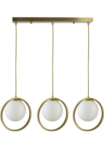 Nina Modern Tasarım Eskitme Gold Renk Beyaz Camlı Sıralı 3'lü Avize fiyatları