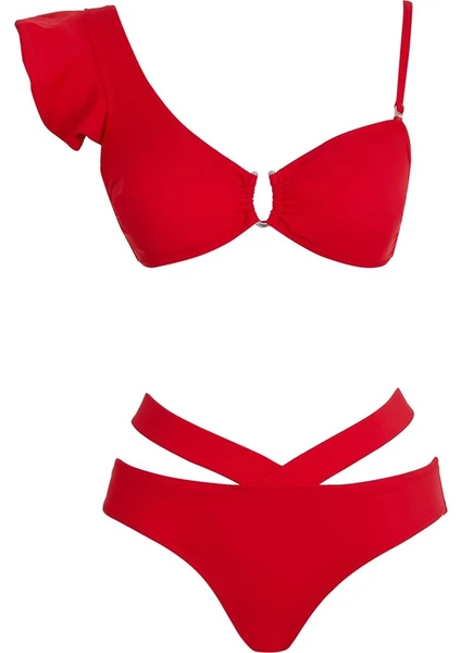 Sailor Moda Saılors V Yaka Volanlı Bikini Takım