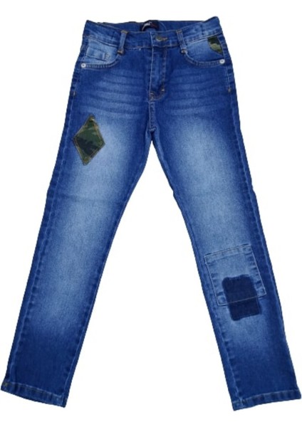Erkek Çocuk Yama Desenli Kot Pantolon
