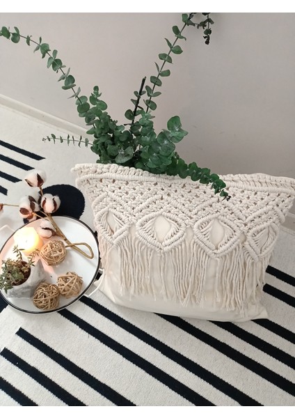 Makrome Dekoratif Tekli Kırlent modelleri