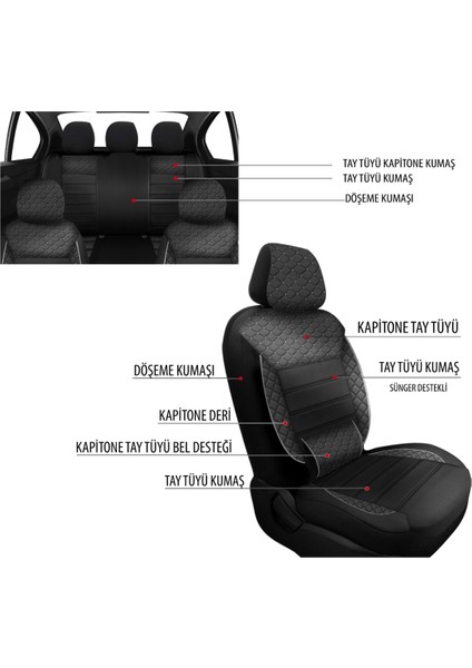 Skoda Octavia 1996-2013 Uyumlu Koltuk Kılıfı Golem Serisi - Siyah