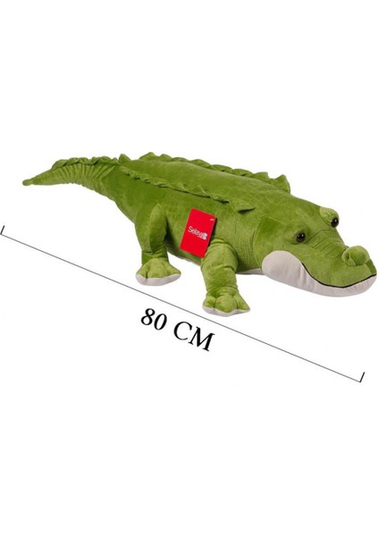 Yatan Yeşil Timsah Peluş Oyuncak 80 cm