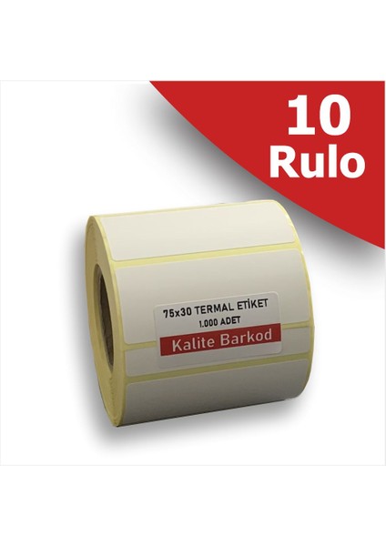 75X30 Termal Etiket | 10 Rulo Barkod Etiketi