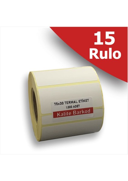75X30 Termal Etiket | 15 Rulo Barkod Etiketi